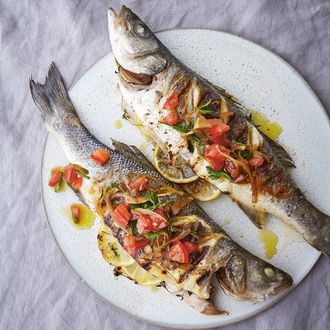 Barbecued sea bass