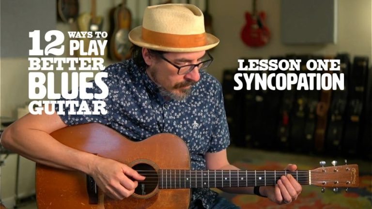 Acoustic Guitar Blues Lesson 12 Ways to Play Better Blues Lesson One Syncopation David Hamburger with guitar